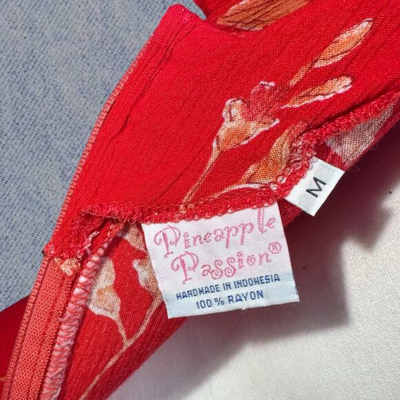 Pineapple Passion Women’s Red Floral Mini Dress – Size M - Picture 5 of 5